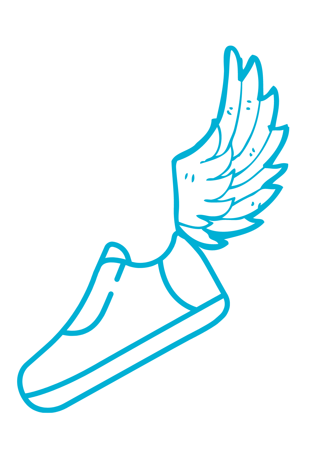 running shoe with wings symbol